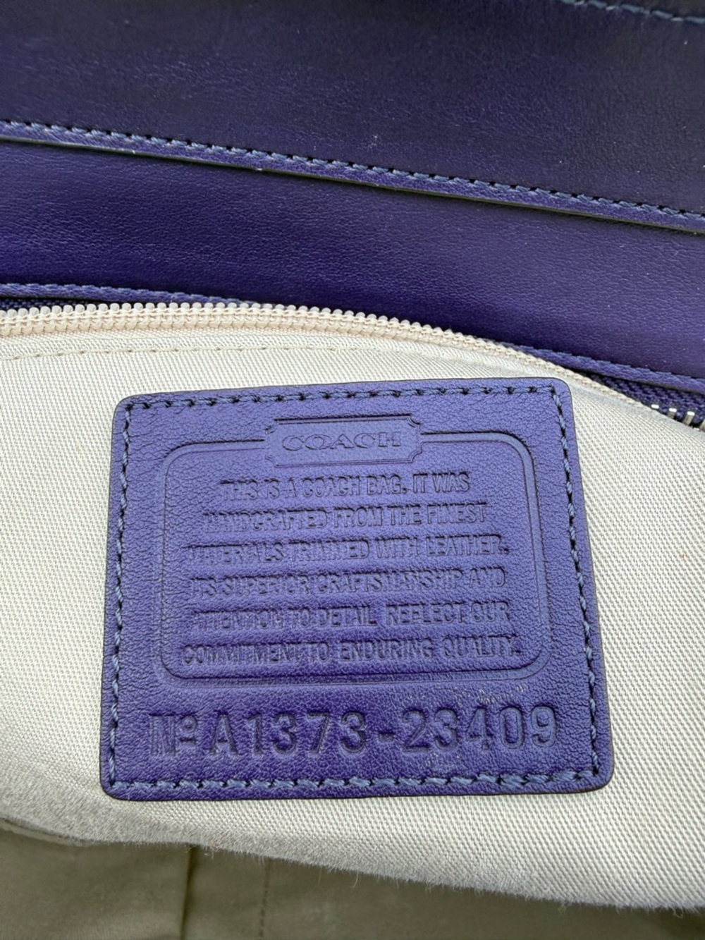 Coach Legacy Zebra Print Purple and White Zebra-Print Leather Tote - Picture 3 of 7